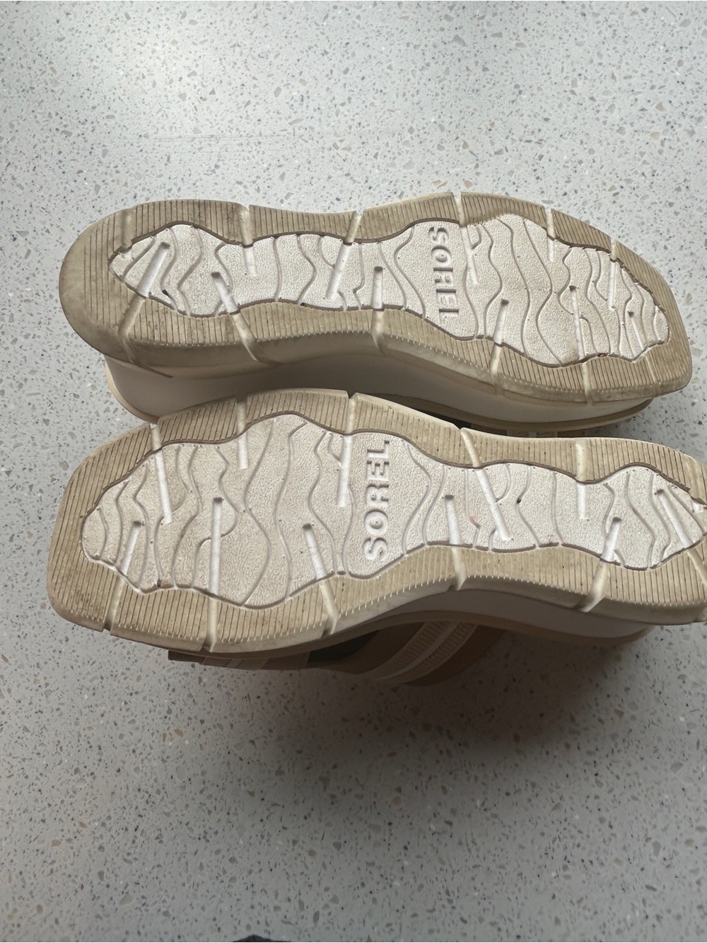 Sorel Beige Platform Slide Sandals with Double Buckles - Picture 6 of 7